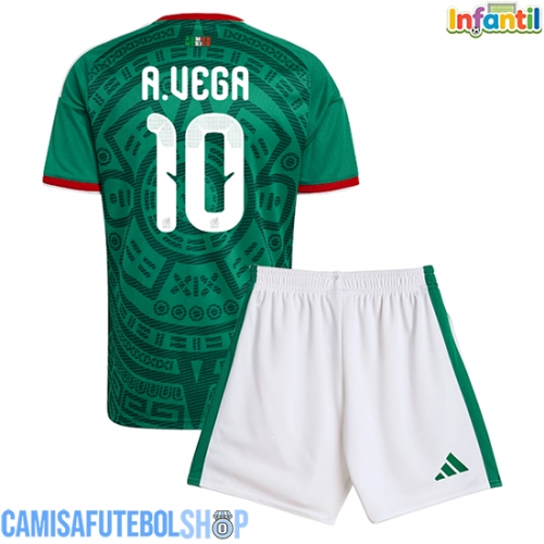 Camisa de time de futebol México Alexis Vega #10 Replicas 1º Equipamento Infantil Mundo 2026 Manga Curta (+ Calças curtas)